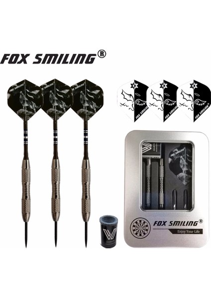 F 23G Stili Fox Gülen G Çelik Uçlu Dart Yüksek Dereceli Demir Kasa Kutu Paketi (Hediye: Uçuşlar + Arpener Taşı) (Yurt Dışından)
