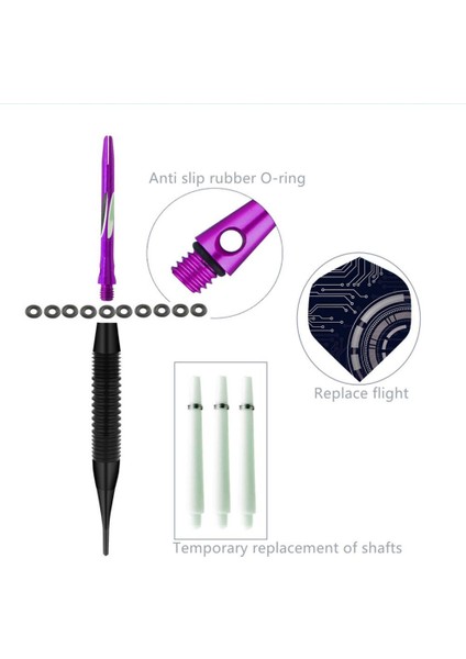 Mor Tarzı Oft Uçlu Dart Seti Elektronik Dart Tahtası Için Yumuşak Güvenli Dart Dart Tahtası Oyunları Için Profesyonel Kapalı Plastik Uçlu Dart Seti # (Yurt Dışından)