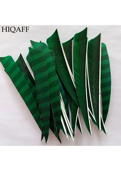 Yeşil Stil Lot Hi-Q 4 Alan Kesim Ok Tüyleri Gerçek Hindi Kesim Tüy Okçuluk Aksesuarları Fletching -Çizgili (Yurt Dışından)