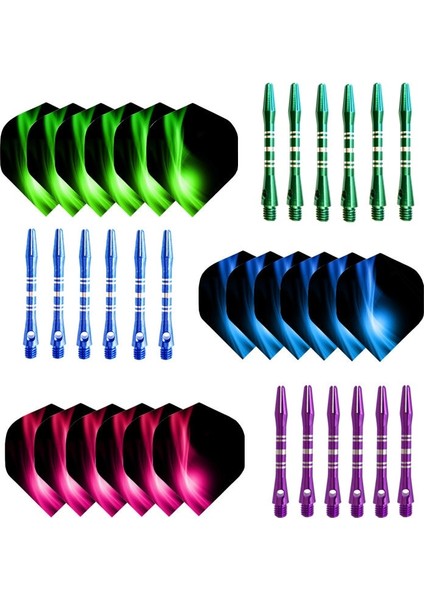 6 Mil Mor Tarzı 41MM Alüminyum Dart Milleri ve Güzel Desenli Dart Uçuşları Profesyonel Dart Için Dart Aksesuarları (Yurt Dışından)