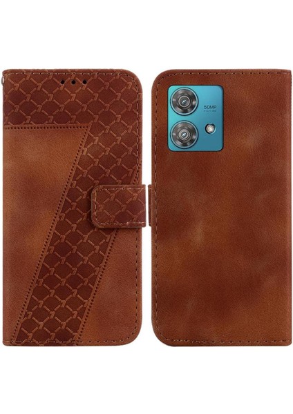 Motorola Kenar 40 Neo Kabartmalı Desen Pu Deri Flip Folio Kapak (Yurt Dışından)