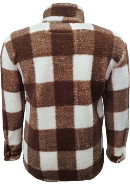 Y00789 Erkek Kareli Kuzu Peluş Gömlek - Y00789 - Kahverengi - ST00789-KAHVERENGI-M fiyatları