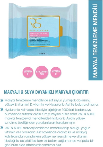 Rise & Shine Makyaj Temizleme Mendili - 25 'li fiyatları