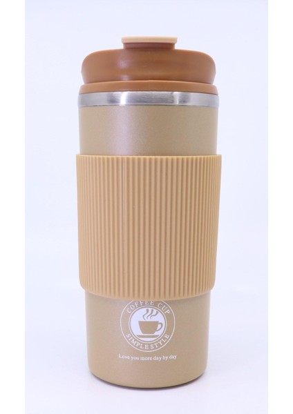 Çift Katmanlı Paslanmaz Çelik Sızdırmaz Termos Bardak 500 ml Kupa - Sarı