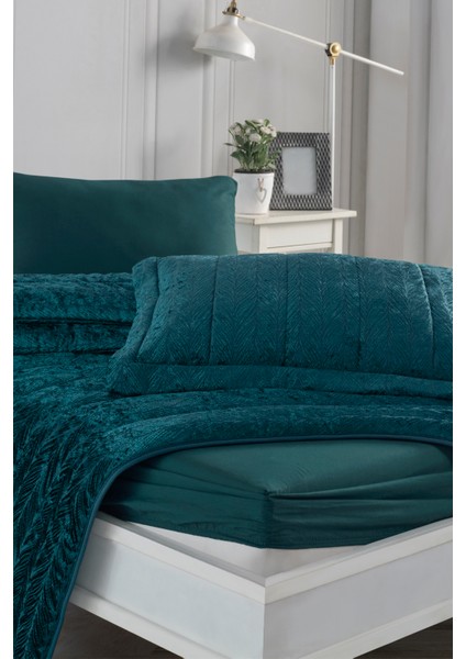 Velvet Kadife Comfort Set Modern Uyku Seti Tek Kişilik Zümrüt Yeşili 2 Parça