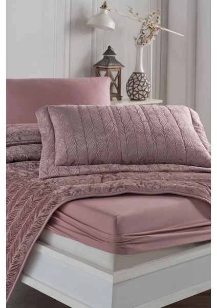 Velvet Kadife Comfort Set Modern Uyku Seti Tek Kişilik Gülkurusu 2 Parça