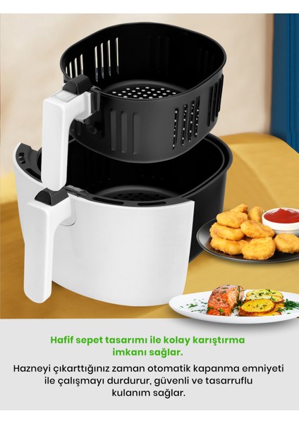 Avantajlı Beyaz Ikili Set 7 Litre Xxl Airfryer Hava Fritözü 5 Fincan Kapasiteli Türk Kahve Makinesi