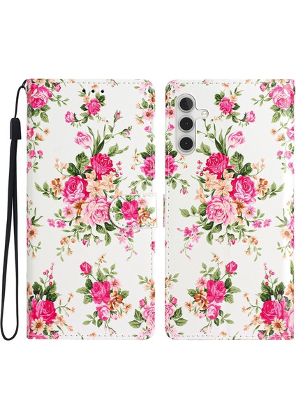 Samsung Galaxy A04S Için 4g (164.7 x 76.7 x 9.1 Mm) Desen Baskı Pu Deri Flip Case Cüzdan Stili Stand Manyetik Toka Telefon Kapağı Kayış Kırmızısı ile (Yurt Dışından)