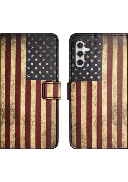 Samsung Galaxy S23 Fe Desen Desen Baskı Cüzdan Stand Telefon Kılıfı-Amerikan Bayrağı (Yurt Dışından)