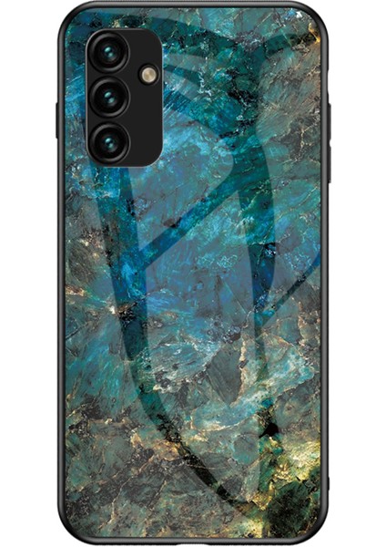 Samsung Galaxy A34 Için 5g Mermer Desen Baskı Temperli Cam+Pc+Tpu Telefon Kılıfı Önleme Önleyici Arka Kapak Emerald Mermer (Yurt Dışından)