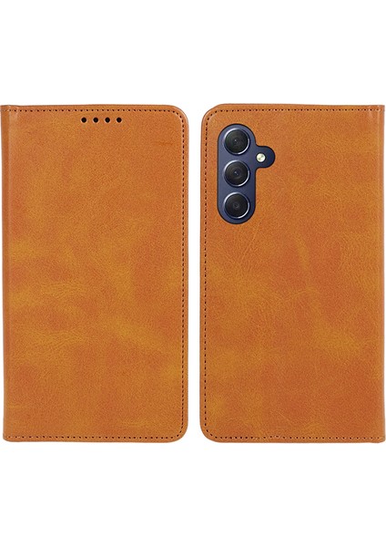 Samsung Galaxy A24 Için 4g Pu Deri Cüzdan Standı Kılıf Buzağı Dokusu Anti-Fall Anti Tele Kapak-Khaki (Yurt Dışından)
