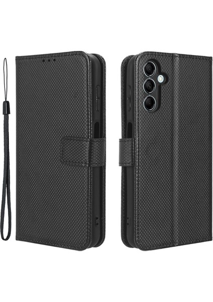 Samsung Galaxy Için M54 5G/F54 5g Pu Deri Deri Manyetik Flip Kılıf Elmas Doku Cüzdan Stand Telefon Kapağı Black (Yurt Dışından)