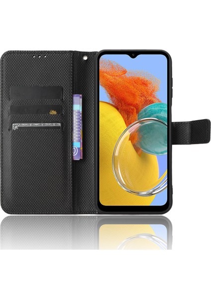 Samsung Galaxy Için M54 5G/F54 5g Pu Deri Deri Manyetik Flip Kılıf Elmas Doku Cüzdan Stand Telefon Kapağı Black (Yurt Dışından)