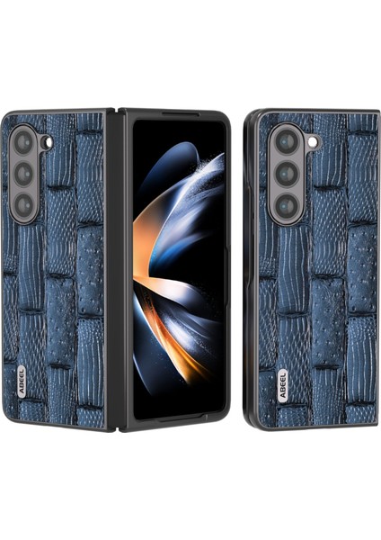 Samsung Galaxy Z For FOLD55 5g Mahjong Doku Telefon Kılıfı Orijinal Inek Deri Kaplamalı Pc Şok Geçirmez Kapak Mavisi (Yurt Dışından)