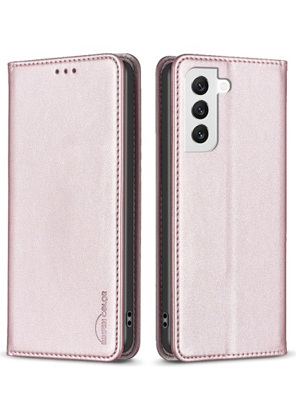 Samsung Galaxy S22+ 5g Flip Deri Kılıf Kart Yuvaları Stand Koruyucu Telefon Kapak Çizgi Altın (Yurt Dışından)