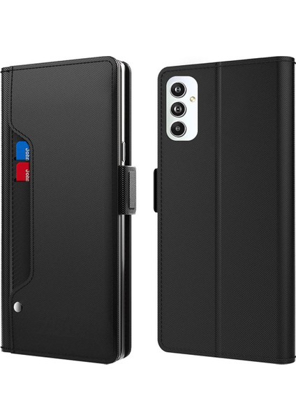 Samsung Galaxy Için F54 5G/M54 5g Cep Telefon Kılıfı Ayna Kartı Tutucu Pu Deri Kabuk Stand Kapak Black (Yurt Dışından)