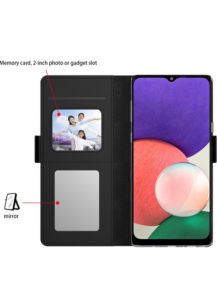 Samsung Galaxy Için F54 5G/M54 5g Cep Telefon Kılıfı Ayna Kartı Tutucu Pu Deri Kabuk Stand Kapak Black (Yurt Dışından)