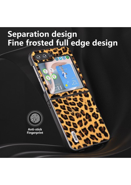 Samsung Galaxy Z Flip5 5g Leopar Desen Telefon Kılıfı Pu Deri+Pc Geri Kabuk-Gold (Yurt Dışından)