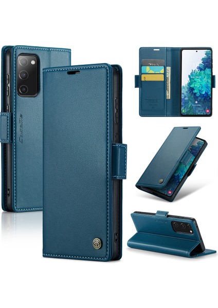 Samsung Galaxy S20 FE/S20 Fe 5G/S20 Fe 2022/S20 Lite Telefon Deri Kılıfı Rfıd Blowantıce Cezolan Kapak Mavisi (Yurt Dışından)