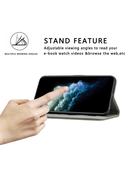Samsung Galaxy A34 5g Pu Deri Telefon Kapağı Strap-Grey ile Düz Renk Dokulu Cüzdan Stand Telefon Kılıfı (Yurt Dışından)