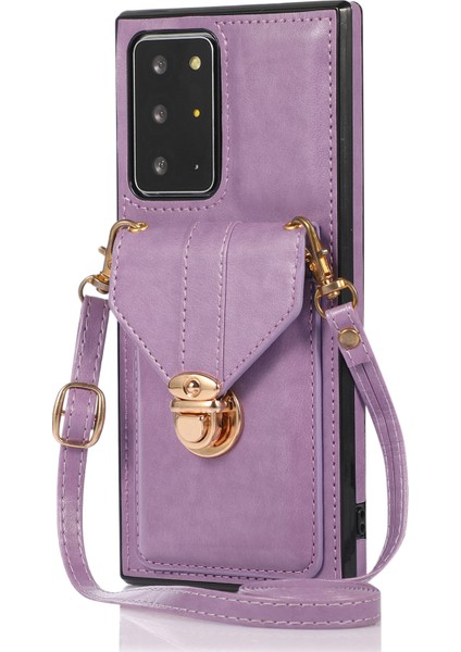 Samsung Galaxy NOTE20 ULTRA/NOTE20 Ultra 5g Kart Tutucu Pu Deri+Tpu Telefon Kapağı Kickstand-Spurple (Yurt Dışından)