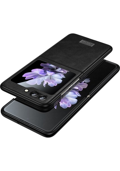Samsung Galaxy Z Flip5 Için Sulada 5g Çizelge Anti-Çizelge Telefon Kılıfı Pu Deri Kaplamalı Tpu Kapak Black (Yurt Dışından)