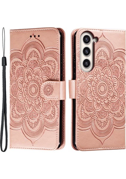 Samsung Galaxy S23 Için+ Baskı Mandala Çiçek Telefon Kapağı Flip Pu Deri Stand Koruyucu Vaka Golü Altın (Yurt Dışından)