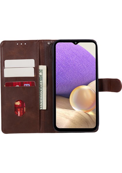 Samsung Galaxy A25 5g Çizgi Anti-Çizgi Flip Stand Pu Deri Kapak Cüzdan Dokusu Telefon Korsa-Kahverengi (Yurt Dışından)