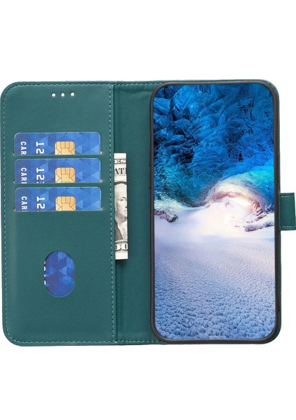 Samsung Galaxy S21 Ultra 5g Cüzdan Deri Telefon Kapağı Standı Manyetik Kapanma Telefon Kasa Yeşil (Yurt Dışından)