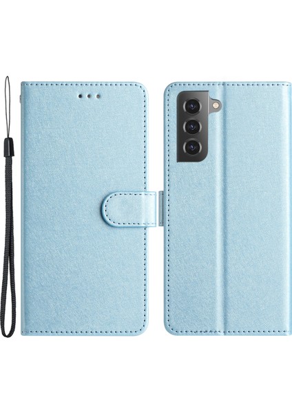 Samsung Galaxy S22+ 5g Ipek Doku Pu Deri Cüzdan Stand Telefon Kapak Sky Mavi (Yurt Dışından)
