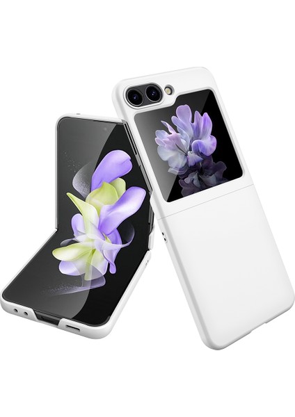 Samsung Galaxy Z Flip5 5g Ultra Ince Sert Pc Telefon Kılıfı Ka Koruyucu Kapak-Beyaz (Yurt Dışından)