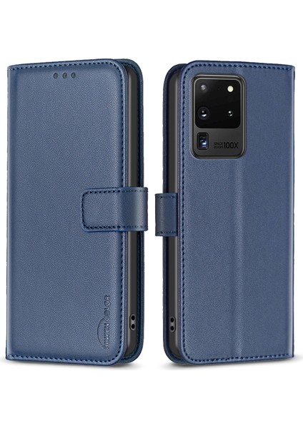 Samsung Galaxy S20 Ultra Stand Manyetik Telefon Kılıfı Cüzdan Mavisi Için Tpu+Pu Deri Telefon Kapağı (Yurt Dışından)