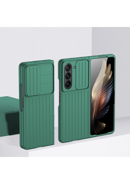 Samsung Galaxy Z Fold5 5g Sert Pc Telefon Kılıfı Slayt Kameralı Kamera Koruyucu Yeşil (Yurt Dışından)