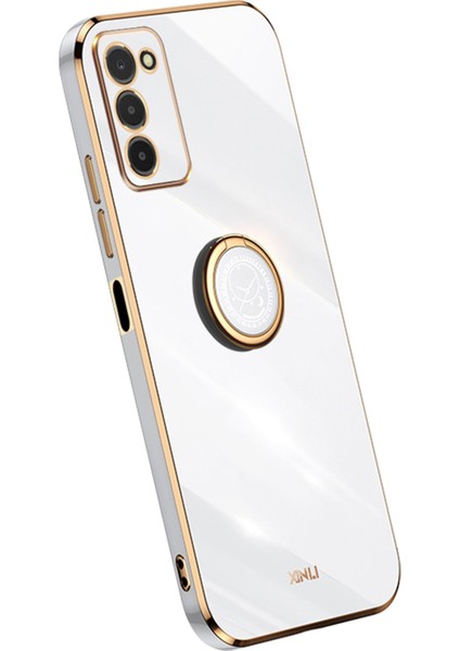 Samsung Galaxy A03S Için Xinli (164.2 x 75.9 x 9.1mm) Kıvrık Anti-Cratch Telefon Kapak Yüzüğü Kickstand Elektrapan Tpu Hafif Telefon Vaka-Beyaz (Yurt Dışından)