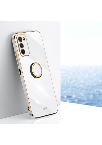 Samsung Galaxy A03S Için Xinli (164.2 x 75.9 x 9.1mm) Kıvrık Anti-Cratch Telefon Kapak Yüzüğü Kickstand Elektrapan Tpu Hafif Telefon Vaka-Beyaz (Yurt Dışından)