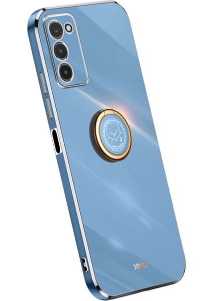 Samsung Galaxy A03S Için Xinli (164.2 x 75.9 x 9.1mm) Çizgiye Dönüş Anti Telefon Kapak Yüzüğü Kickstand Elektrapan Tpu Hafif Silinli Telefon Kılıf Mavisi (Yurt Dışından)