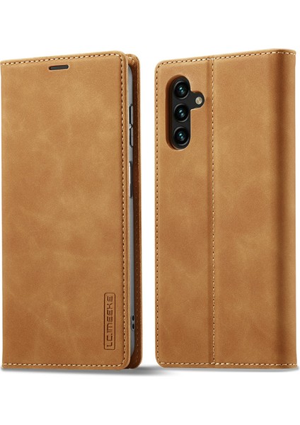 Samsung Galaxy A34 5g Koruyucu Cep Telefonu Kapağı Pu Deri Deri Flip Folio Cüzdan Stand Manyetik Emilim Telefon Vaka-Kahverengi (Yurt Dışından)