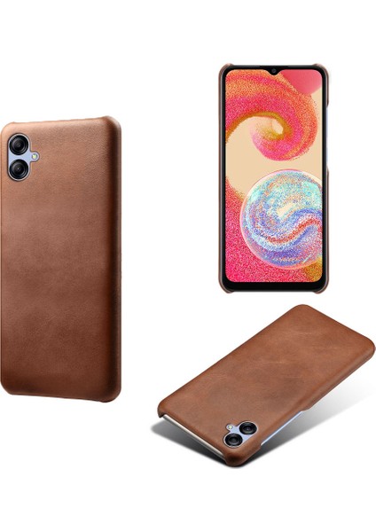 Samsung Galaxy A04E Için 4G/M04 4G/F04 4g Telefon Kılıf Buzağı Dokusu Pu Deri+Pc Telefon Kapak-Kahverengi (Yurt Dışından)