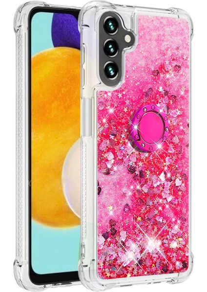 Samsung Galaxy A54 Için 5g 5g Telefon Kasası Arka Kapak Sıvı Quicksand ve Tpu Telefon Kılıfı Ring Kickstand-Pink/hearts (Yurt Dışından)