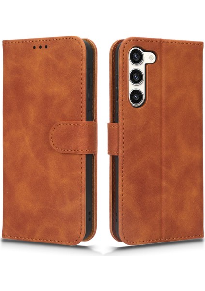 Samsung Galaxy S23+, Cilt Touch Duygu Pu Deri Cüzdan Stand Cep Telefonu Kapak Kahverengi (Yurt Dışından)