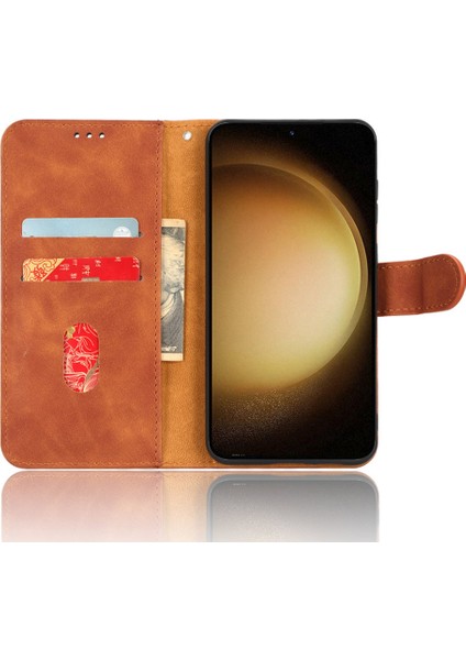 Samsung Galaxy S23+, Cilt Touch Duygu Pu Deri Cüzdan Stand Cep Telefonu Kapak Kahverengi (Yurt Dışından)