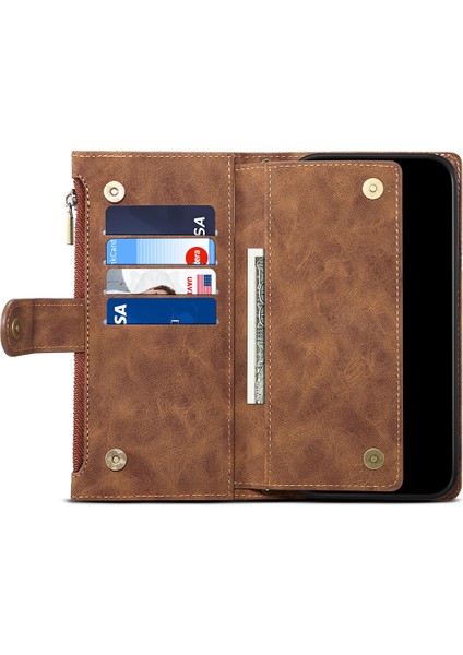 Samsung Galaxy A14 5g Için Esheble Star Serisi Telefon Stand Kılıfı, Zipper Cep Cüzdanı El Strap-Brown ile Deri Telefon Kapağı (Yurt Dışından)