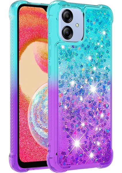 Samsung Galaxy A04E Için 4G/F04 4G/M04 4g Damla Geçirmez Tpu Telefon Geri Kapak Gradyan ve Sıvı Akış Sıvı Farklı Telefon Case Sky Mavi/mor (Yurt Dışından)