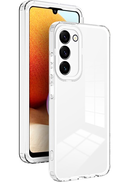 Samsung Galaxy S23 Şeffaf Telefon Kılıfı Için 3-1 Arada Tpu Arka Plaka+Pc Çerçevesi+Pc Kamera Koruma Halkası Damla Geçirmez Kapak-Beyaz (Yurt Dışından)