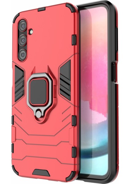 Samsung Galaxy A24 4g Için Telefon Kılıfı, Yüzük Tutucu Kickstand Shockproof Cover Tpu+Pc Kabuk-Kırmızı (Yurt Dışından)