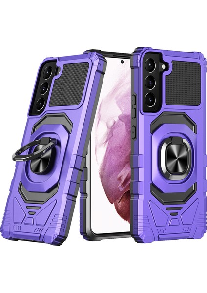 Samsung Galaxy S23 Slip Slip Olmayan Telefon Geri Kapağı Çizik Dirençli Pc+Tpu Hibrid Telefon Kılıf Kickstand Dahili Manyetik Tutucu Metal Sac-Doğru (Yurt Dışından)