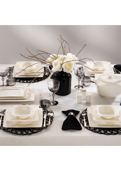 Glamor Sense Yemek Takım-60 Parça-Beyaz