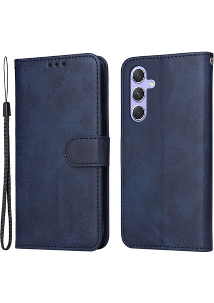 Samsung Galaxy Için M54 5G/F54 5g Flip Koruyucu Telefon Kapağı Pu Deri Buzağı Dokusu Stand Cüzdan Kılıf Mavisi (Yurt Dışından)