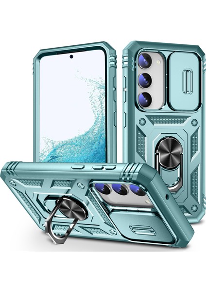 Samsung Galaxy S23 Için Bump Düzeltili Telefon Kılıfı ile Ring Kickstand Card Tutucu Ipli Telefon Kameralı Kameralı Kapak Yeşili (Yurt Dışından)