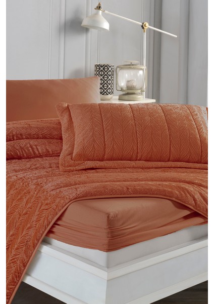 Velvet Kadife Comfort Set Modern Uyku Seti Tek Kişilik Tarçın 2 Parça